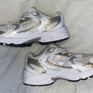 White, Silver & Gold New Balance Athletic Sneakers Toddler Size 9